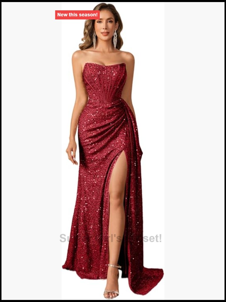 Off-Shoulder Sequin Prom Dress With Corset Back, Floor-Length Gown